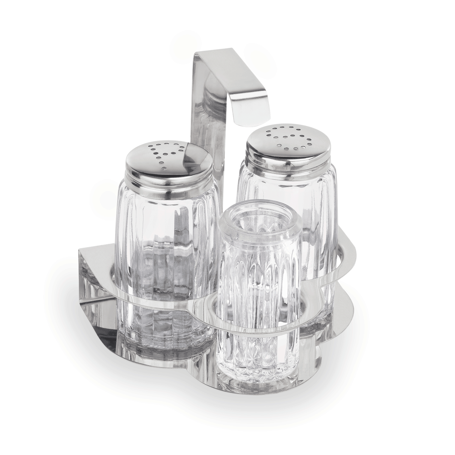 Menage 3-teilig, Salz, Pfeffer & Zahnstocher, Höhe 10,5 cm, Edelstahl, Glas 