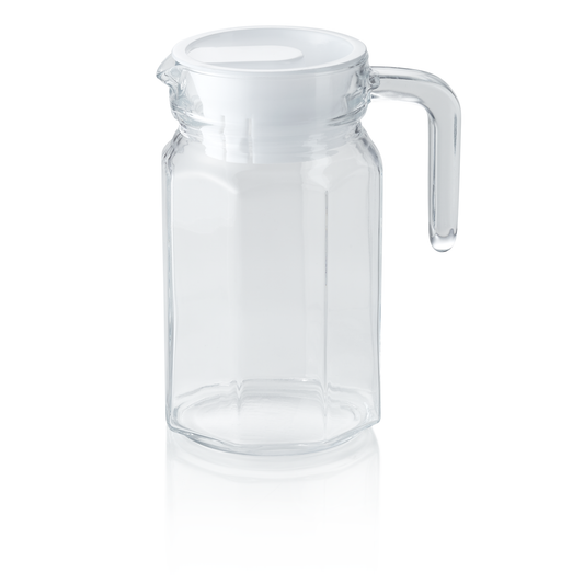Krug mit Kunststoffdeckel, 0,5 ltr., Ø 7,5 cm, Kunststoff, Glas 