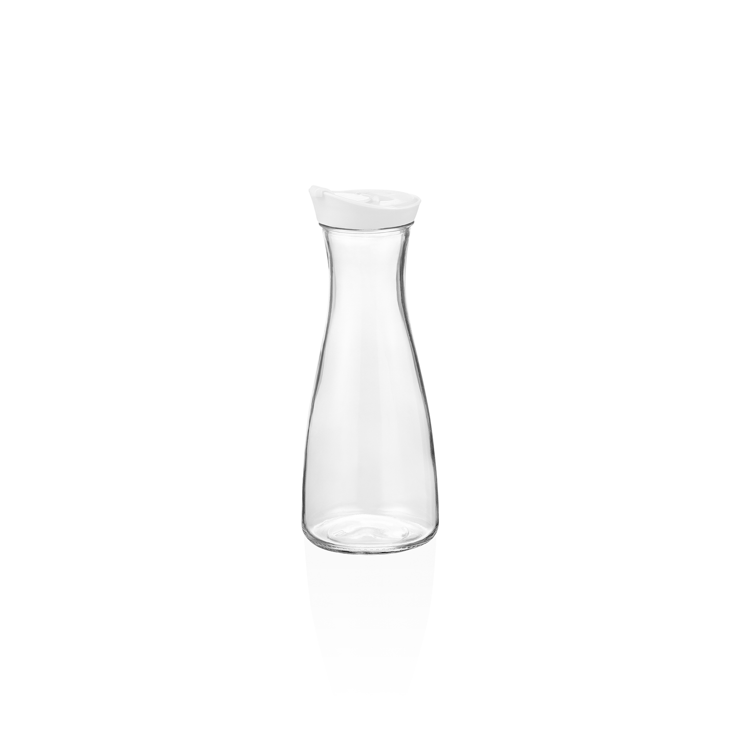 Karaffe mit weißem Deckel, 1,0 ltr., Ø 10 cm, Kunststoff, Glas 
