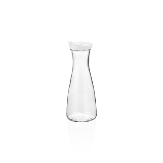 Karaffe mit weißem Deckel, 1,0 ltr., Ø 10 cm, Kunststoff, Glas 