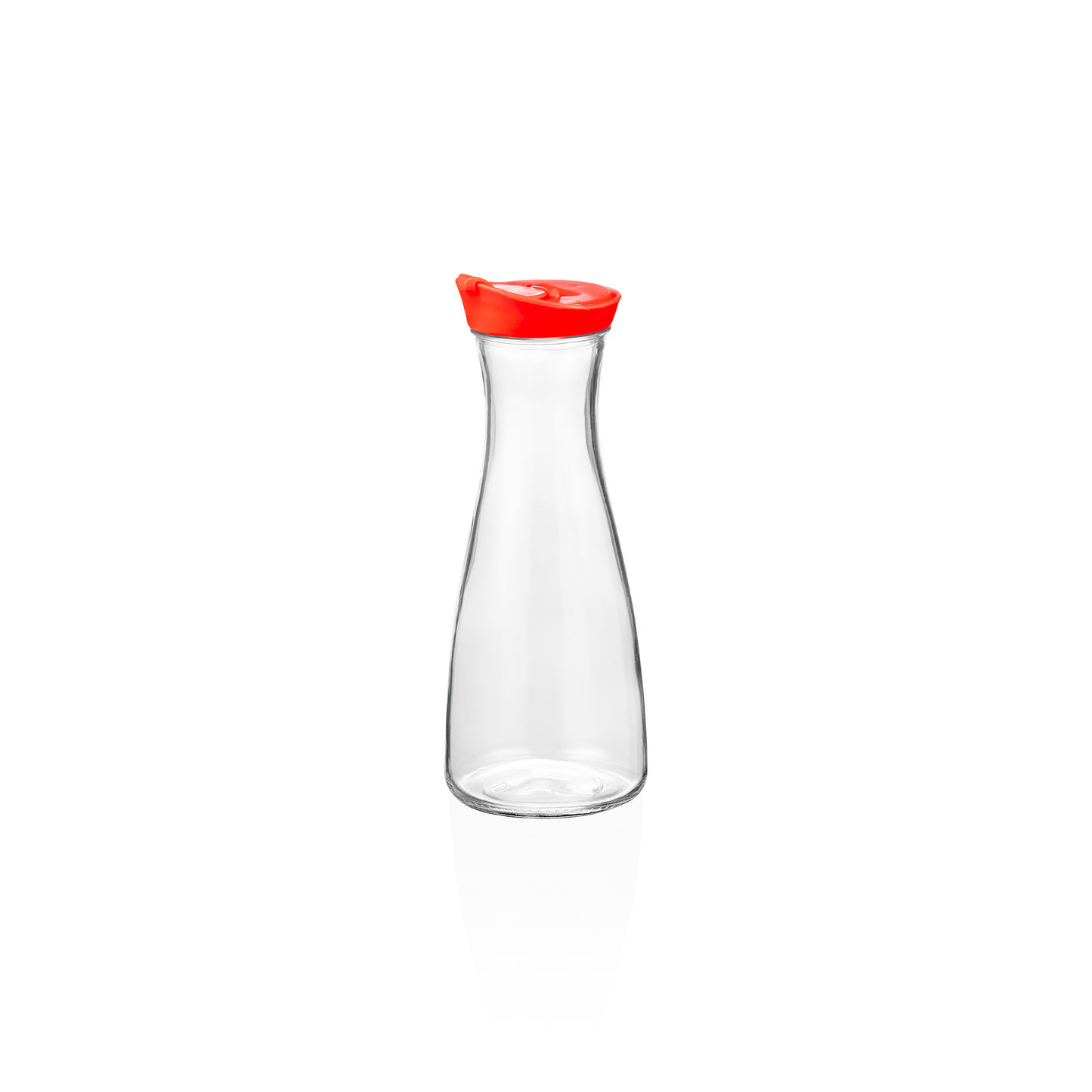Karaffe mit rotem Deckel, 1,0 ltr., Ø 10 cm, Kunststoff, Glas 
