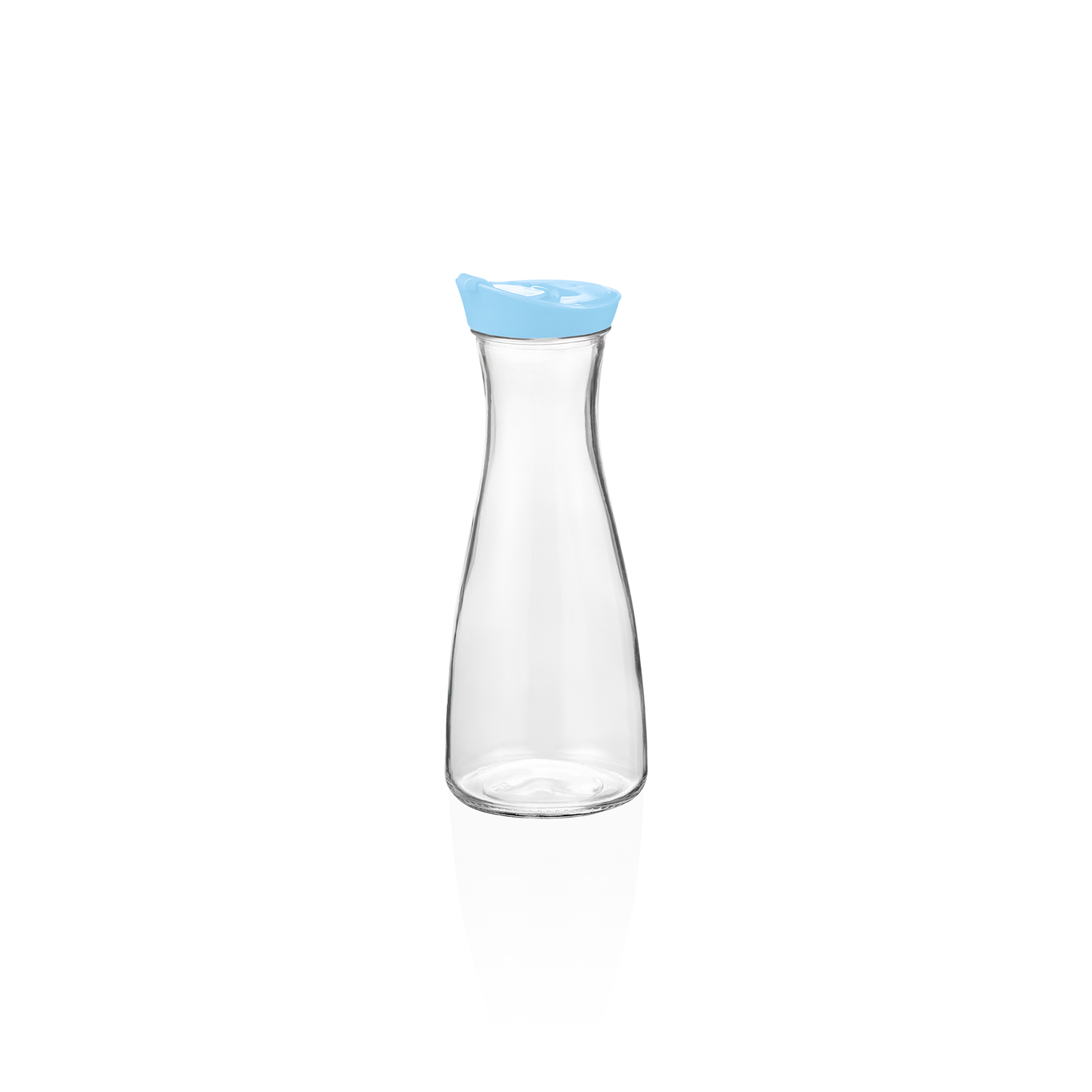 Karaffe mit blauem Deckel, 1,0 ltr., Ø 10 cm, Kunststoff, Glas 