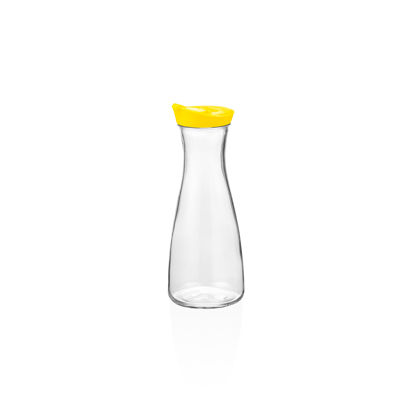 Karaffe mit gelbem Deckel, 1,0 ltr., Ø 10 cm, Kunststoff, Glas 