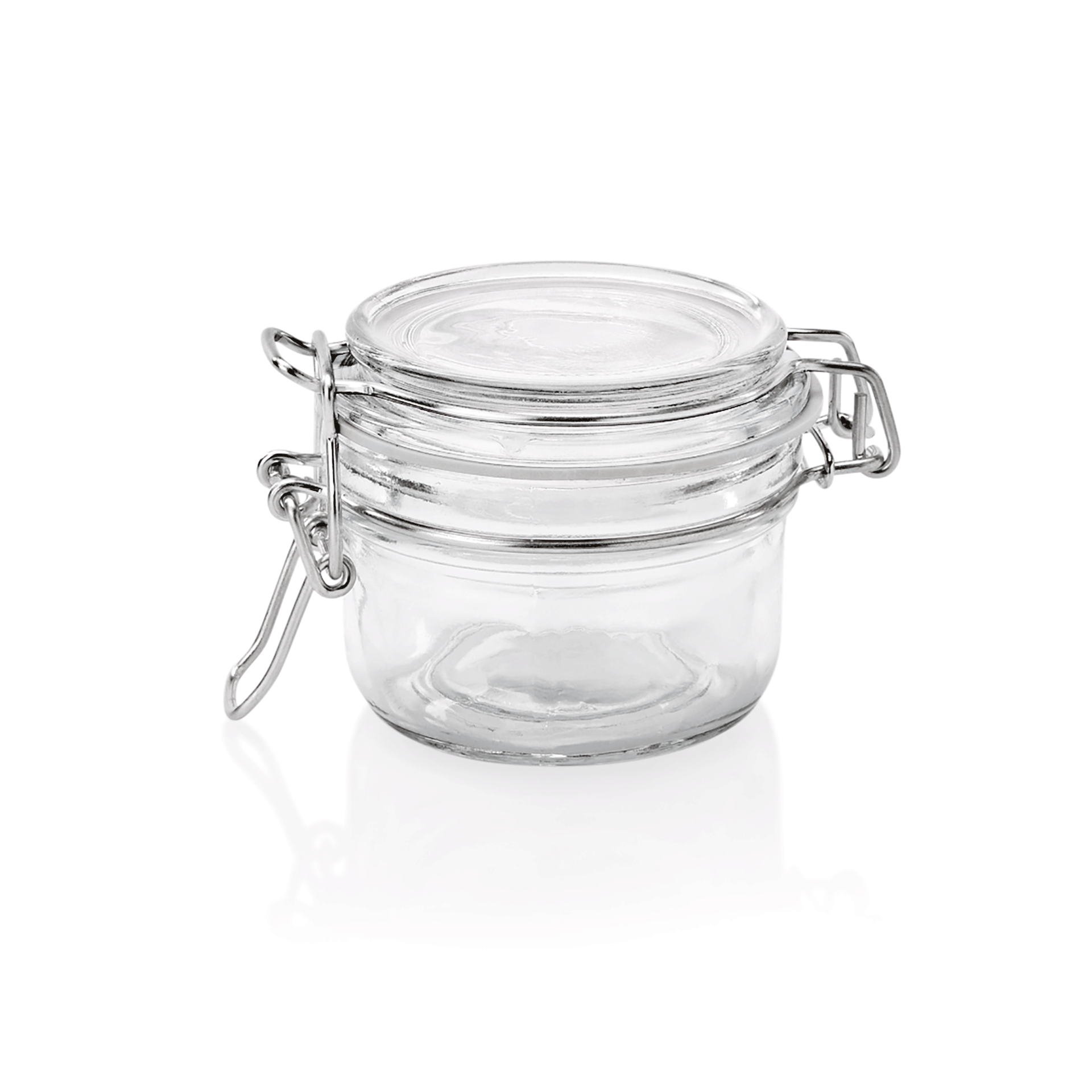 Bügelverschlussglas Set, 0,15 ltr., Ø 8 cm, Höhe 7 cm, Set á 3 Stück, Glas, Edelstahl, Silikon 