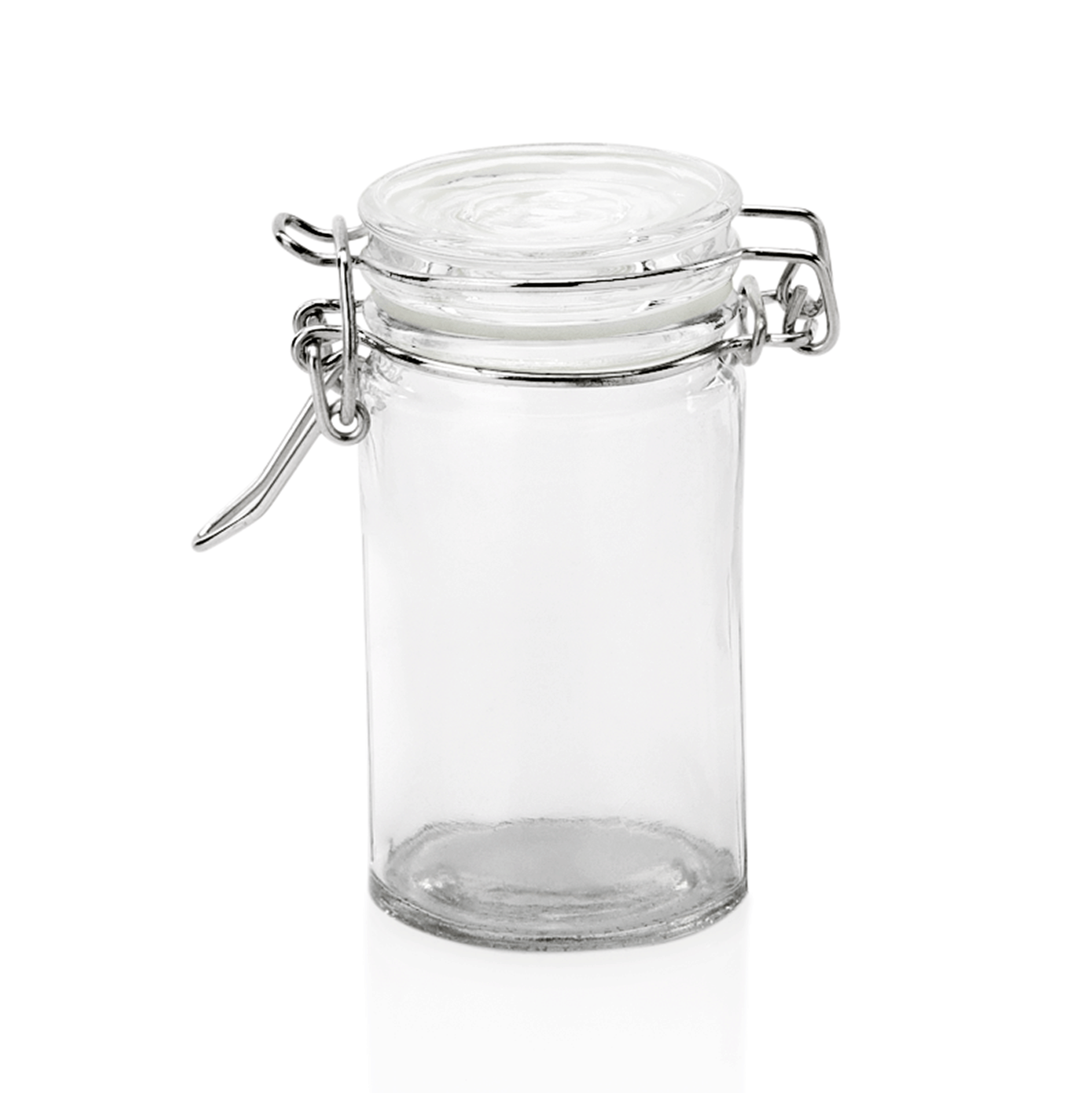 Bügelverschlussglas Set, 0,1 ltr., Ø 4,5 cm, Set á 6 Stück, Glas, Edelstahl, Silikon 