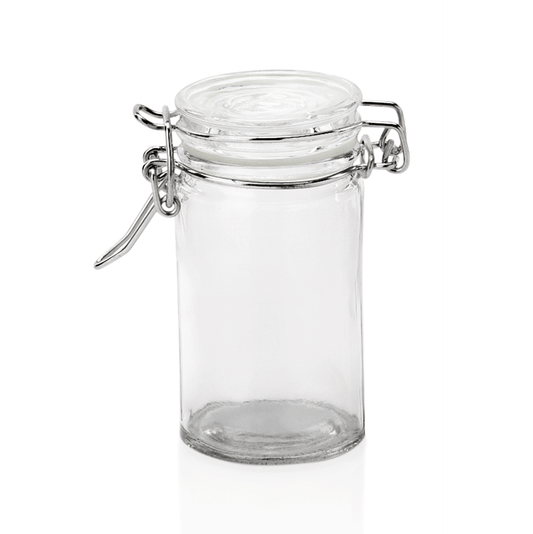 Bügelverschlussglas Set, 0,1 ltr., Ø 4,5 cm, Set á 6 Stück, Glas, Edelstahl, Silikon 