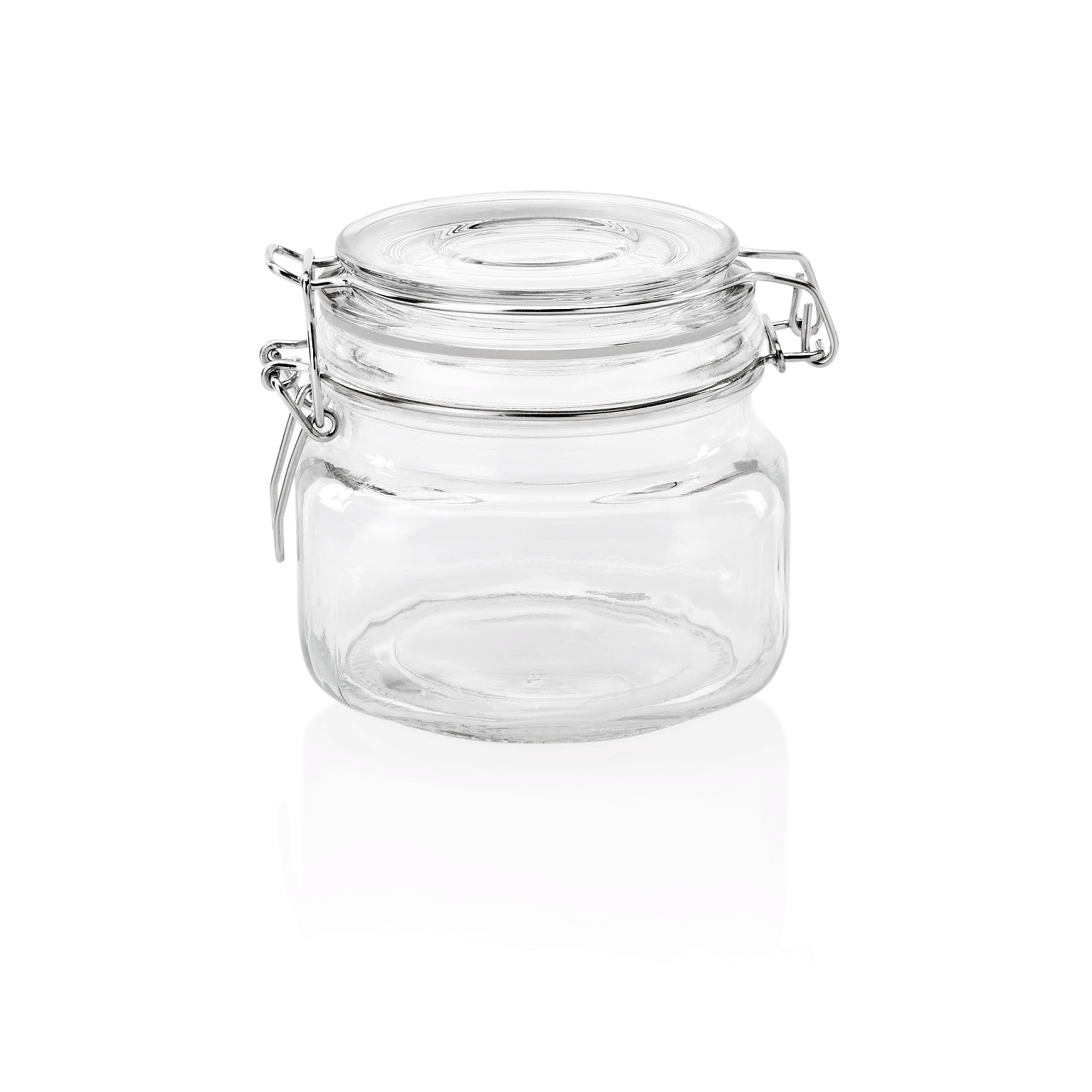Bügelverschlussglas Set, 0,5 ltr., Ø 11 cm, Höhe 10 cm, Set á 2 Stück, Glas, Edelstahl, Silikon 