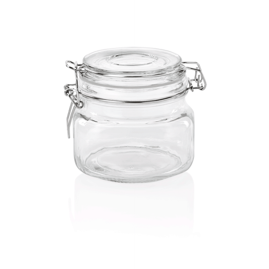 Bügelverschlussglas Set, 0,5 ltr., Ø 11 cm, Höhe 10 cm, Set á 2 Stück, Glas, Edelstahl, Silikon 