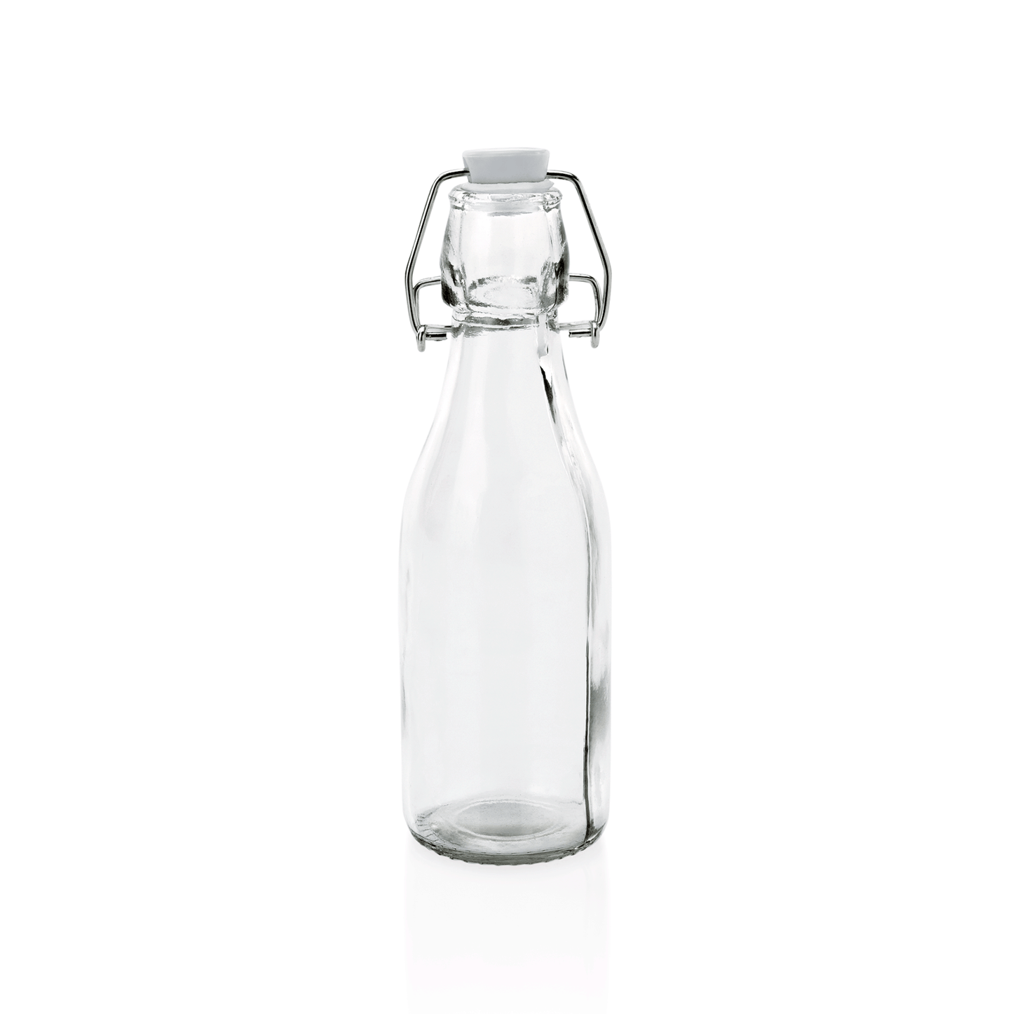 Bügelverschlussflasche Set, 0,25 ltr., Ø 5,5 cm, Höhe 19,5 cm, Set á 6 Stück, Glas, Edelstahl 