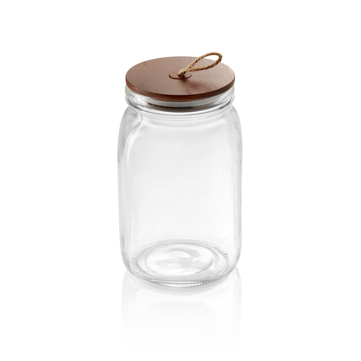 Vorratsglas mit Akaziendeckel und Schnur, 1,5 ltr., Ø 9 cm, Höhe 19,5 cm, Glas, Akazienholz, Silikon