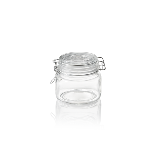 Vorratsglas, 0,5 ltr., Ø 9 cm, Höhe 10 cm, Glas, Edelstahl, Silikon 
