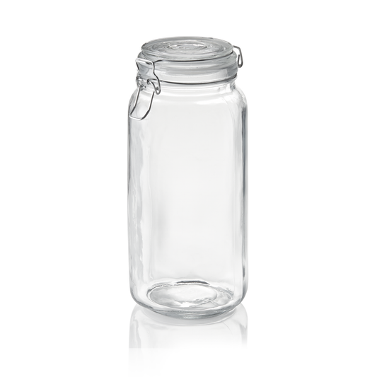 Vorratsglas, 2 ltr., Ø 9 cm, Höhe 26 cm, Glas, Edelstahl, Silikon 