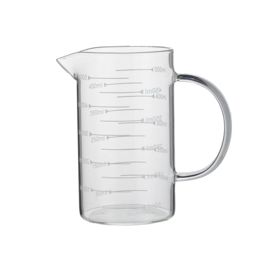 Messbecher, Ø 8 cm, 0,5 ltr., mit 50 ml Skalierung, Borosilikatglas 