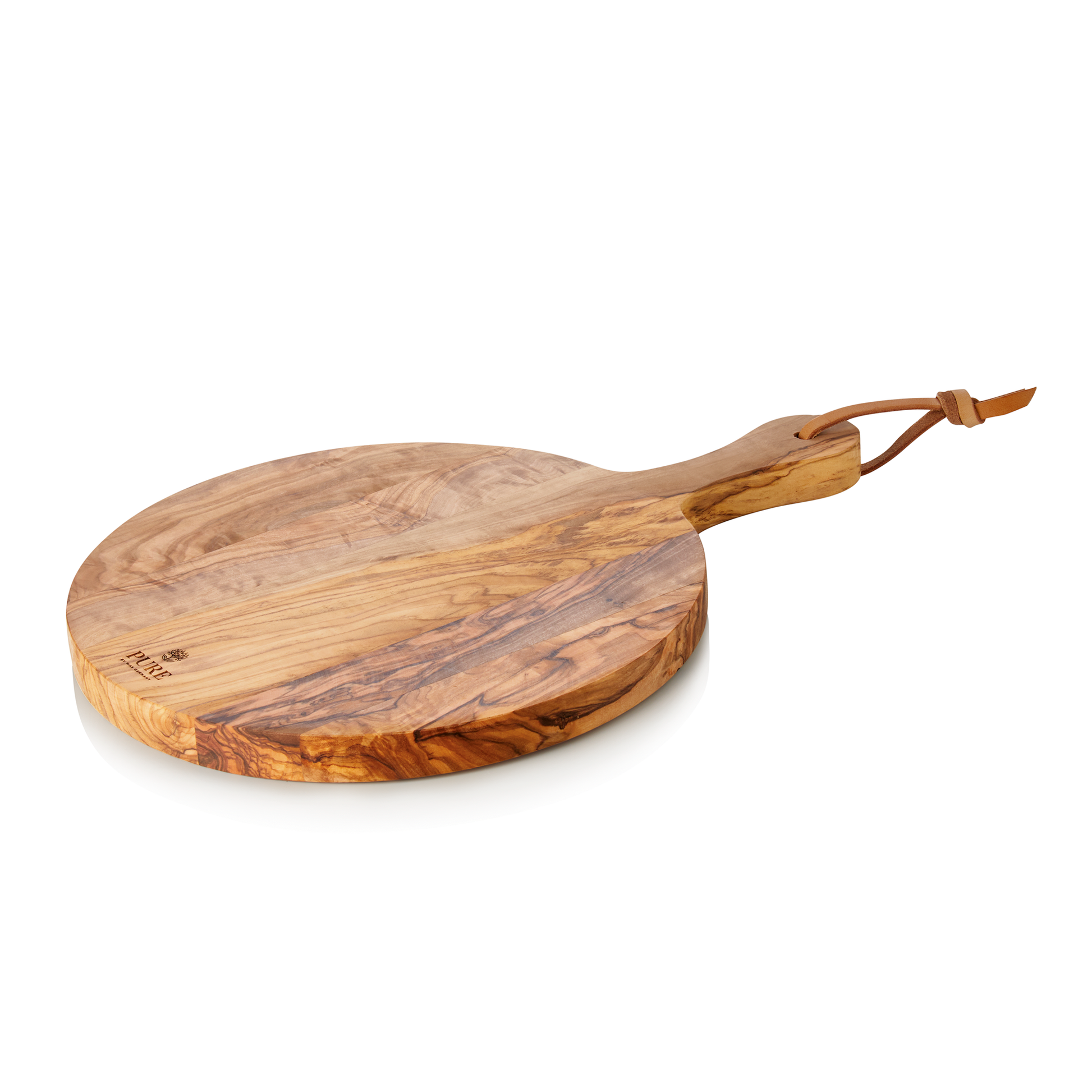Servierbrett mit Griff PURE OLIVE, Ø 25 cm, Olivenholz  
