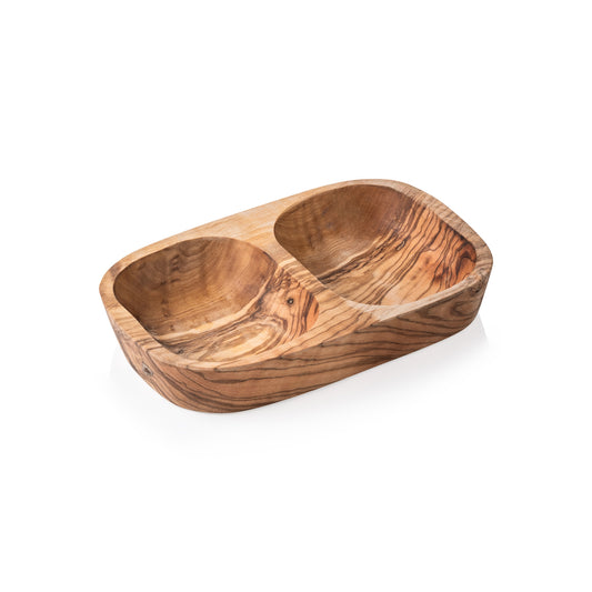 Schale Double PURE OLIVE, 18 x 9 x 3,5 cm, Olivenholz  