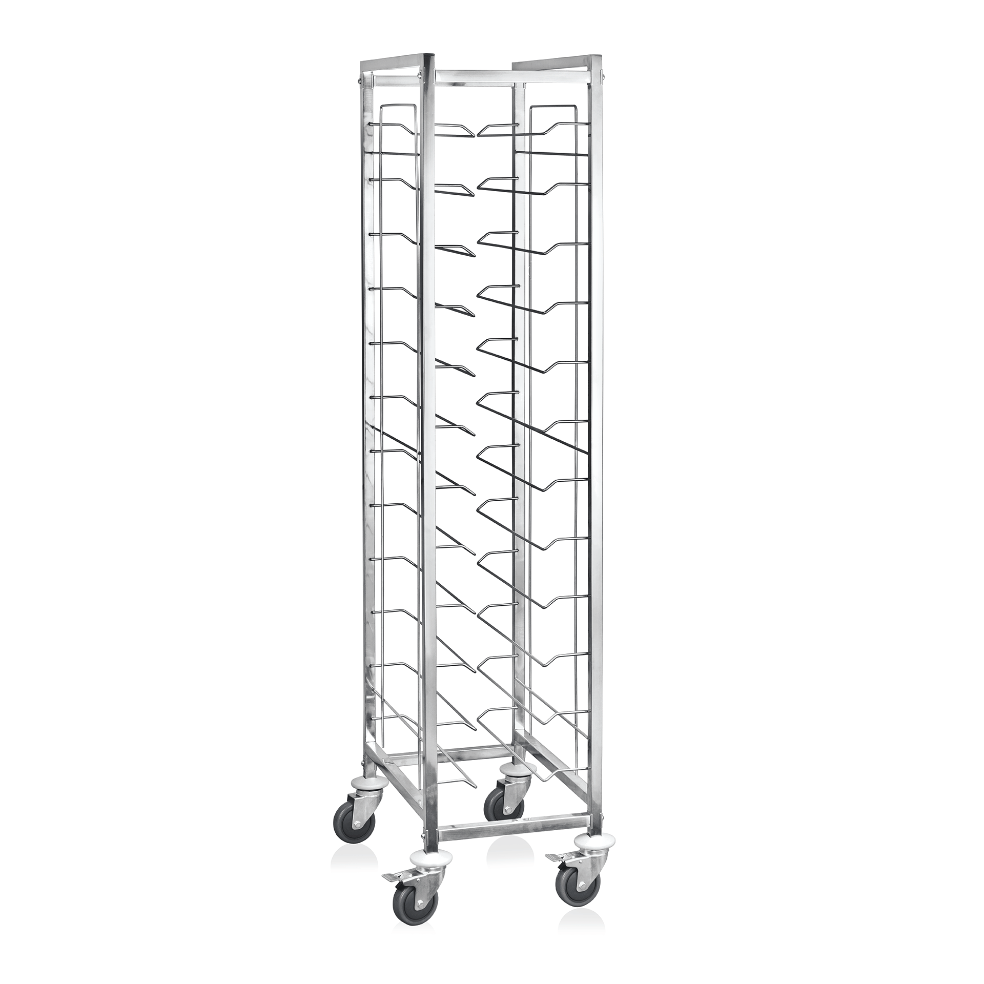 Tablettwagen GN 1/1 für 12 Tabletts, 60 x 39 x 180 cm, Chromnickelstahl 