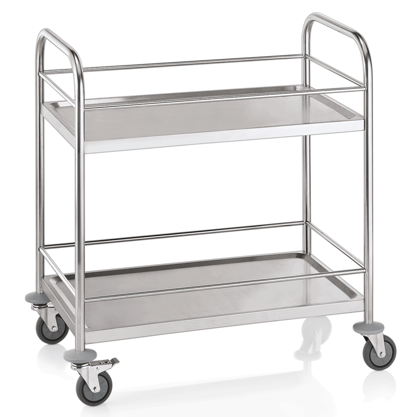 Servierwagen mit Reling, 2 Borden, 85 x 53 x 95 cm, Edelstahl 