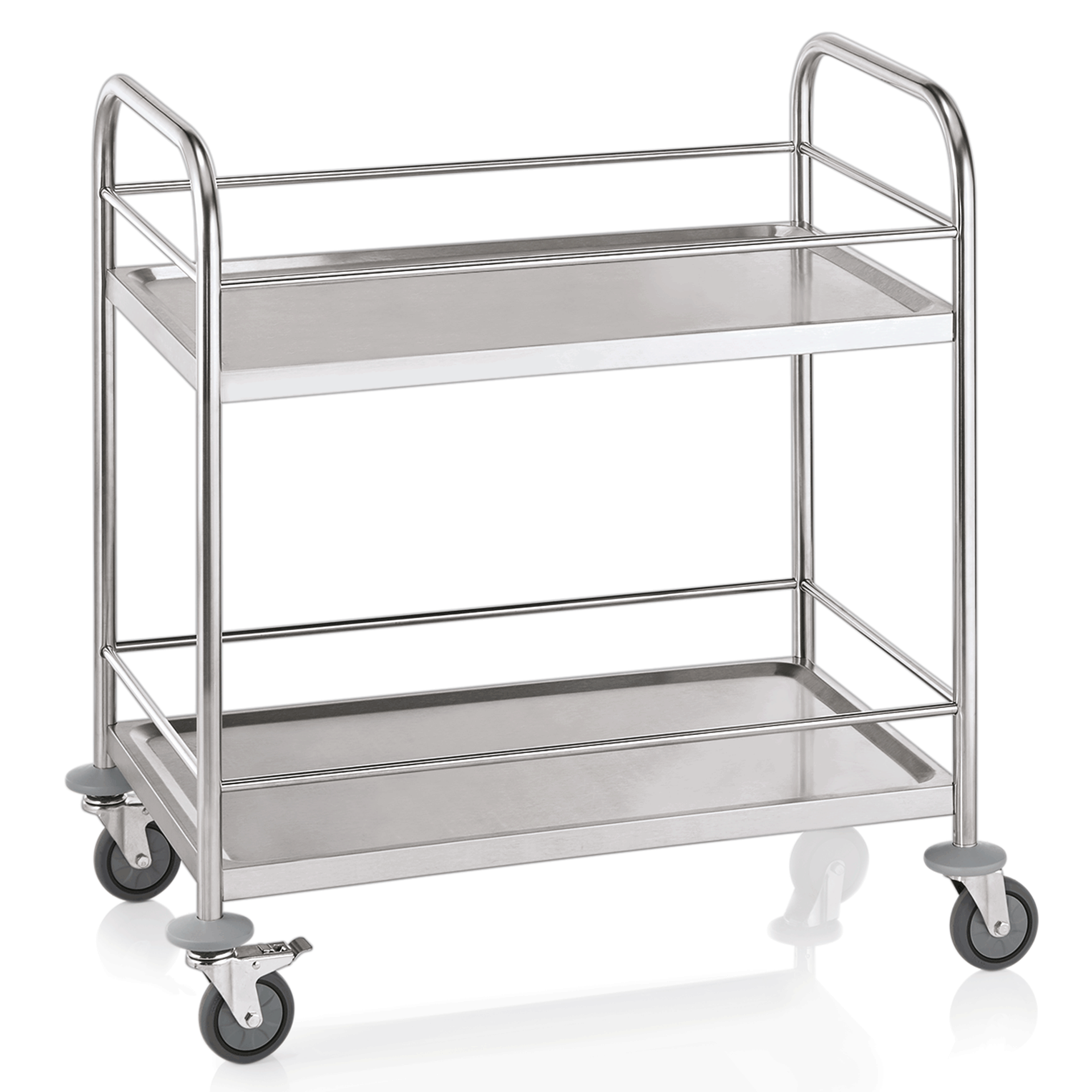 Servierwagen mit Reling, 2 Borden, 85 x 53 x 95 cm, Edelstahl 