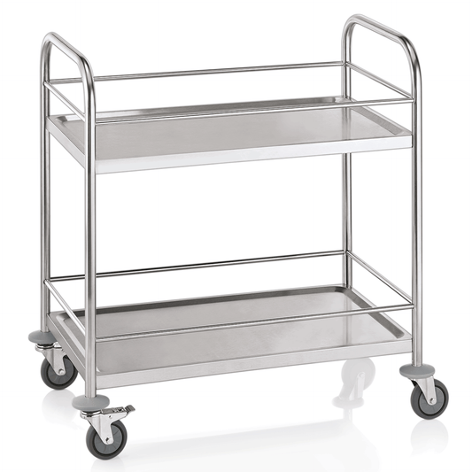 Servierwagen mit Reling, 2 Borden, 85 x 53 x 95 cm, Edelstahl 