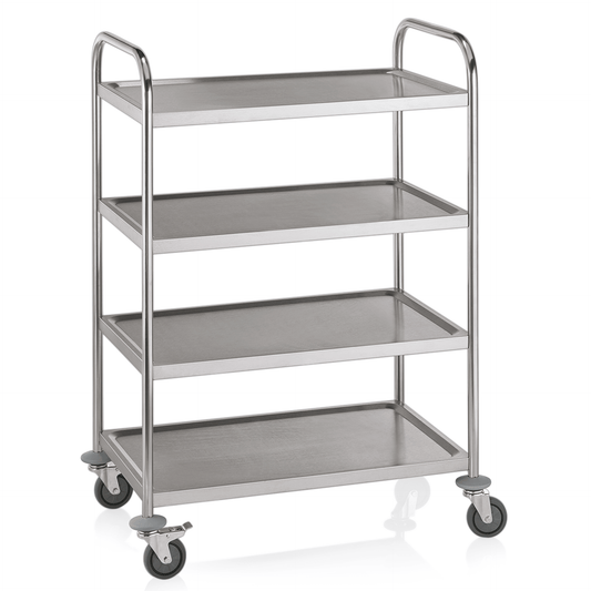 Servierwagen mit 4 Borden, 85 x 53 x 125 cm, Edelstahl 