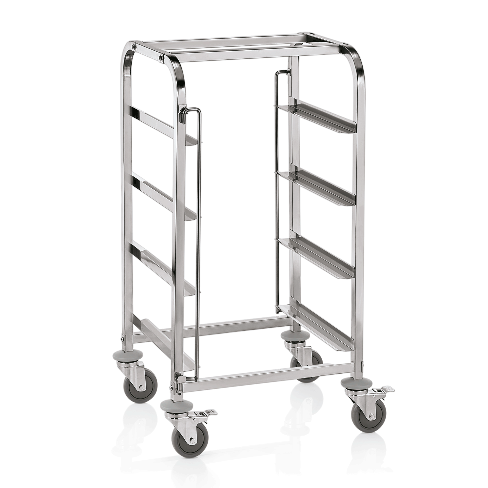 Transportwagen für Spülmaschinen, mit 4 Schienen, 56 x 56 x 106 cm, Chromnickelstahl 