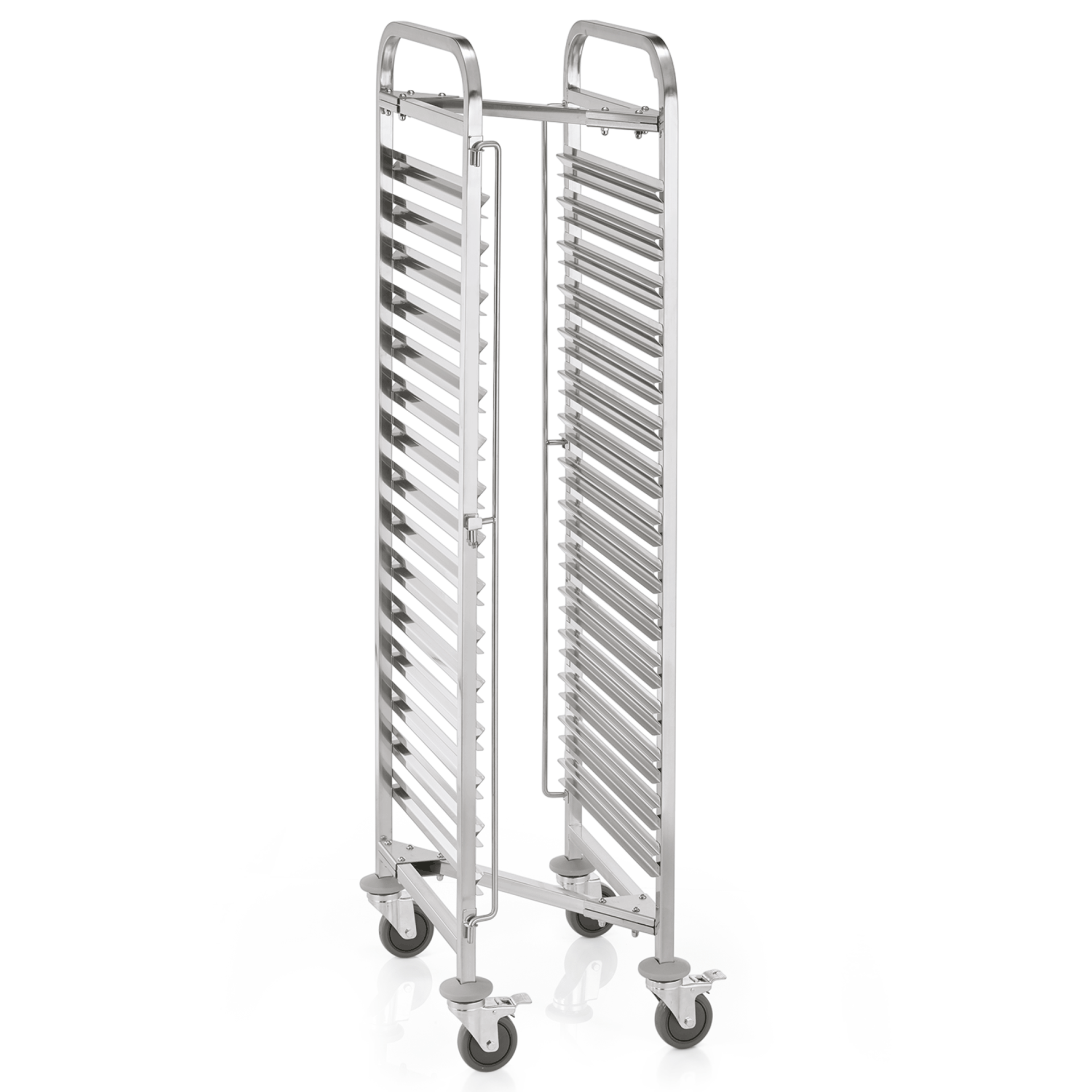 Regalwagen GN 1/1, Z-Form, für 15 Behälter/ 30 Tabletts, 55 x 38 x 171 cm, Chromnickelstahl 