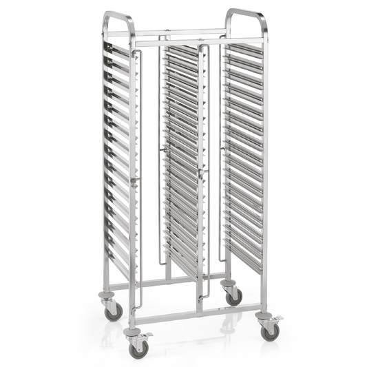 Regalwagen GN 1/1 für 30 Behälter/60 Tabletts, 55 x 74 x 171 cm, Chromnickelstahl 