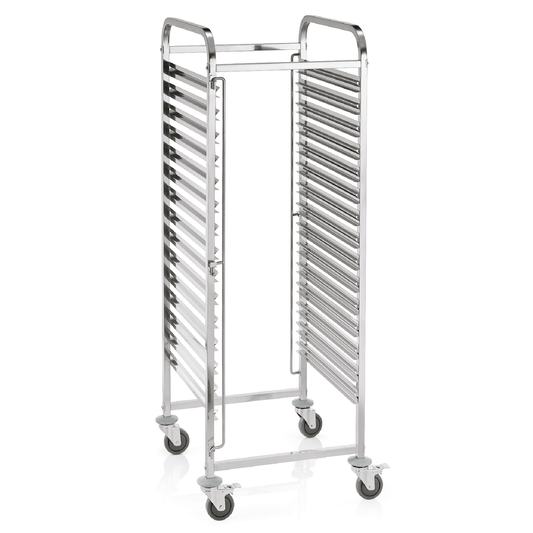 Regalwagen GN 2/1 für 15 Behälter/30 Tabletts, Chromnickelstahl 