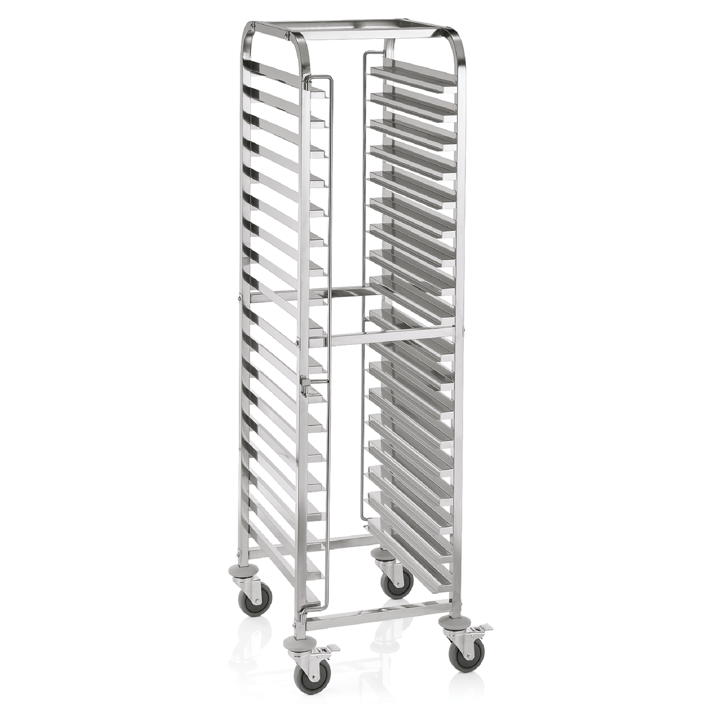 Regalwagen für 18 Backbleche 60 x 40 cm, 62 x 47 x 171 cm, Chromnickelstahl 