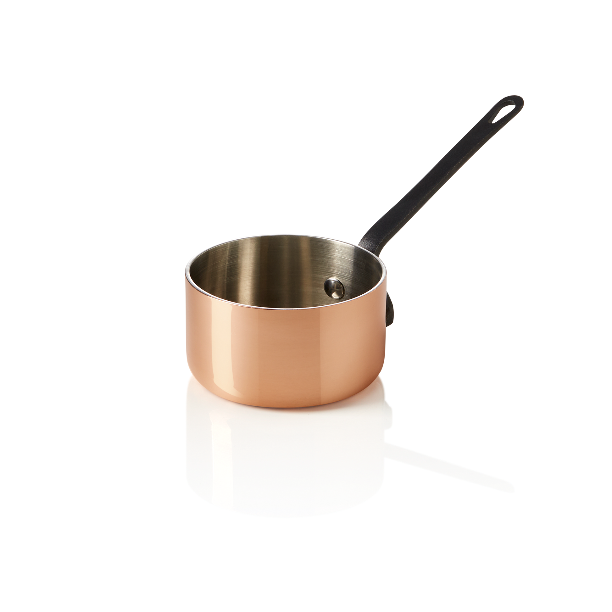 Mini Servierkasserolle MINI COPPER 3PLY mit schwarzem Griff, Ø 8,5 cm, 230 ml, Kupfer/Aluminium 