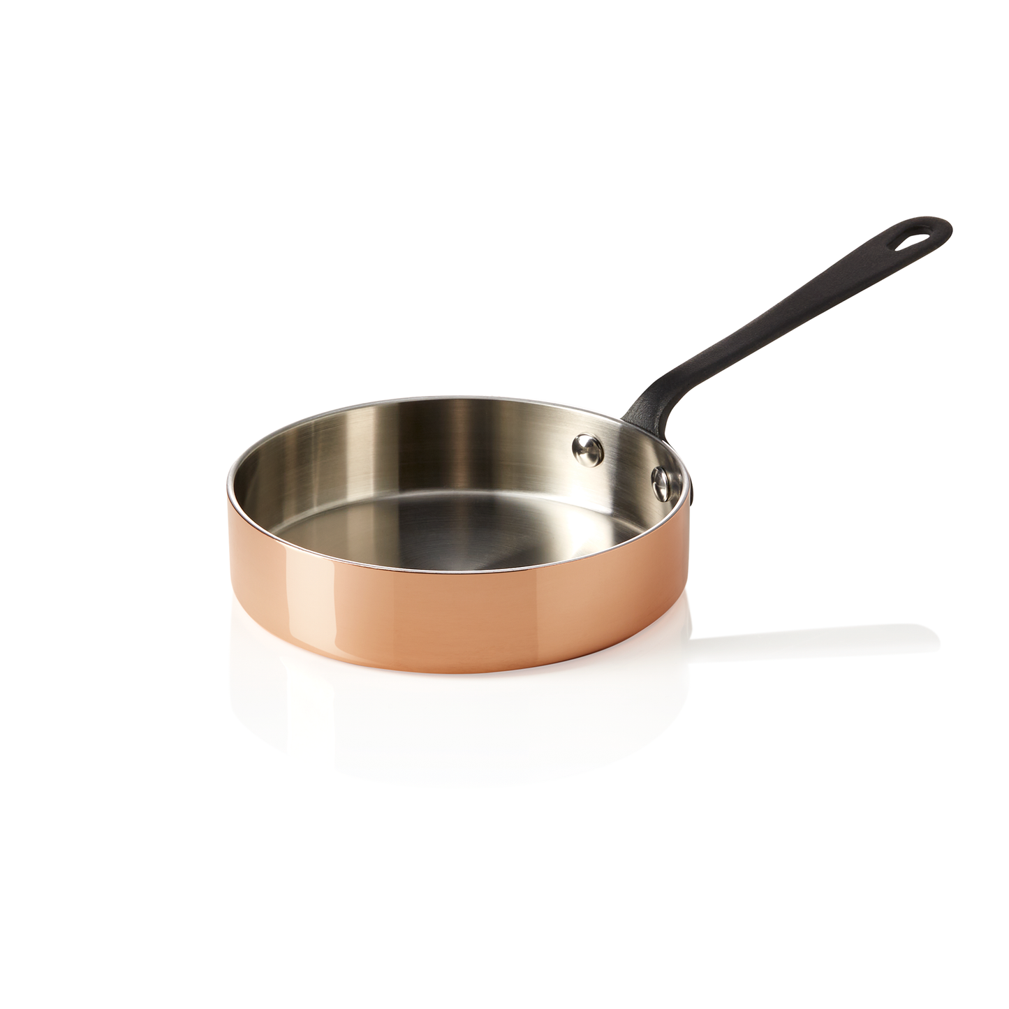 Mini Servierpfanne MINI COPPER 3PLY mit schwarzem Griff, Ø 12 cm, 250 ml, Kupfer/Aluminium 