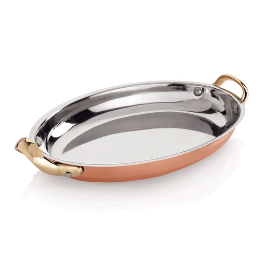 Servierpfanne STEEL & STYLE AMBER, 35 x 22 x 4,5 cm, 1,6 ltr., Kupfer, Messing, Chromnickelstahl 