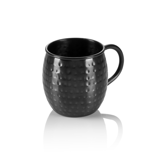 Moscow Mule Set, 0,45 ltr., Ø 8,5 cm, Höhe 10 cm, schwarz, gehämmert, Set á 2 Stück, Chromnickelstahl, PVD-Beschichtung