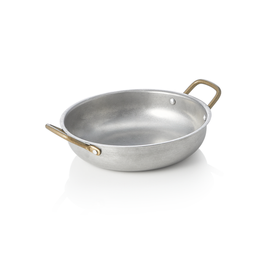 Servierpfanne STEEL & STYLE VINTAGE mit 2 Messinggriffen, Ø 20 cm, 0,8 ltr., Chromnickelstahl 