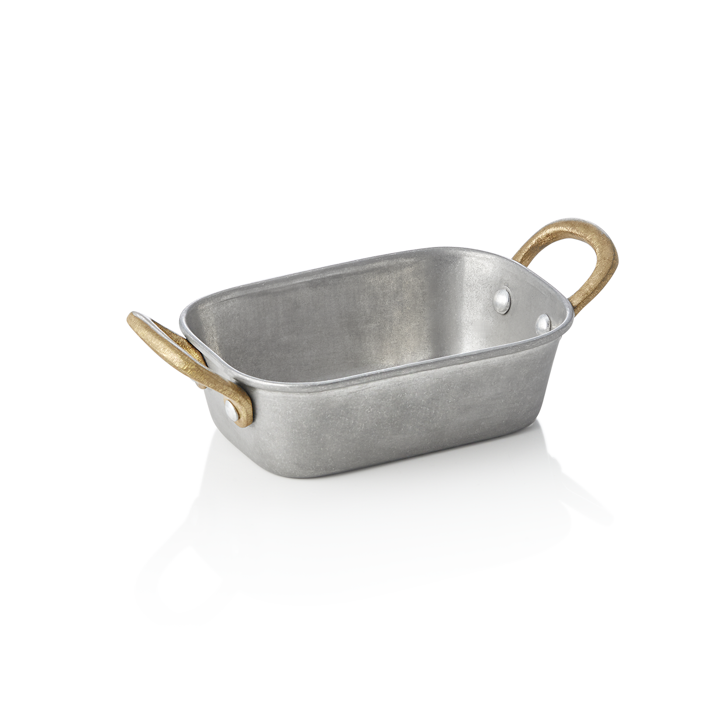 Servierpfanne STEEL & STYLE VINTAGE mit 2 Messinggriffen, 13 x 8,5 x 3,5 cm, 230 ml, Chromnickelstahl