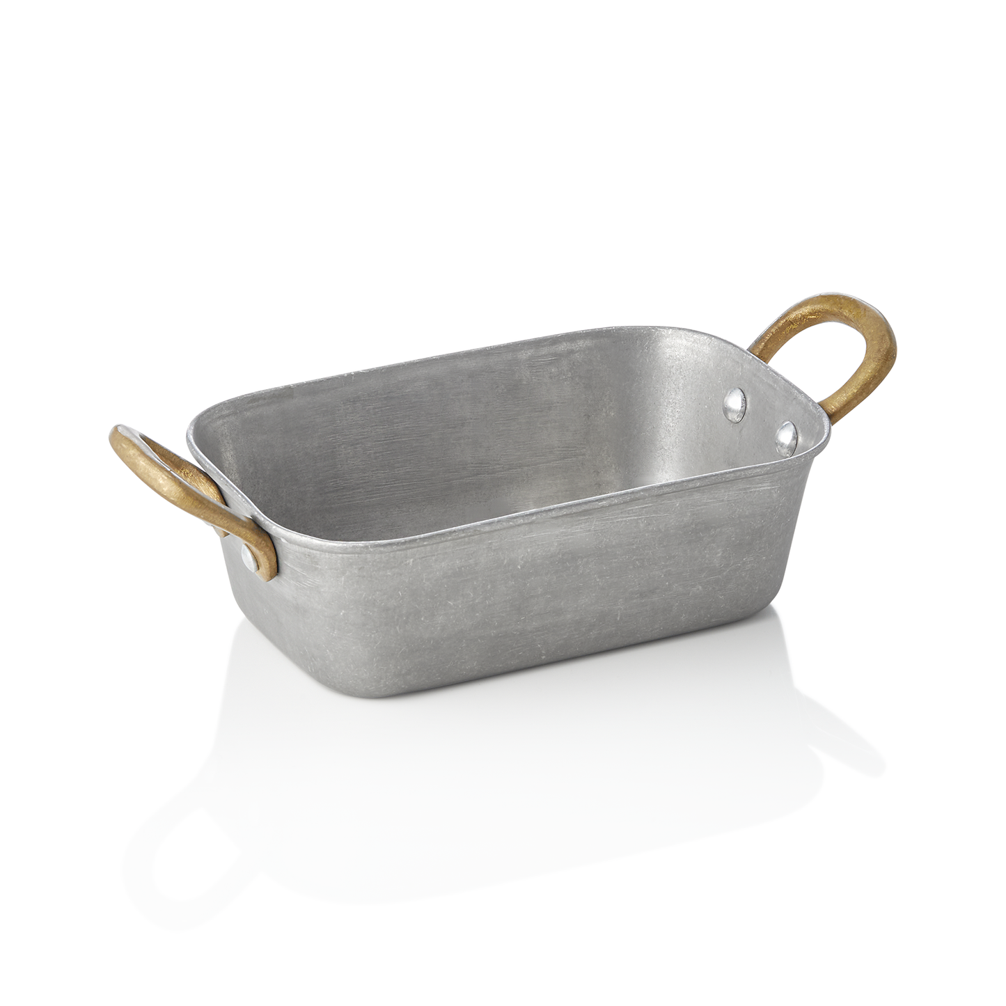 Servierpfanne STEEL & STYLE VINTAGE mit 2 Messinggriffen, 15 x 9,5 x 4,5 cm, 370 ml, Chromnickelstahl