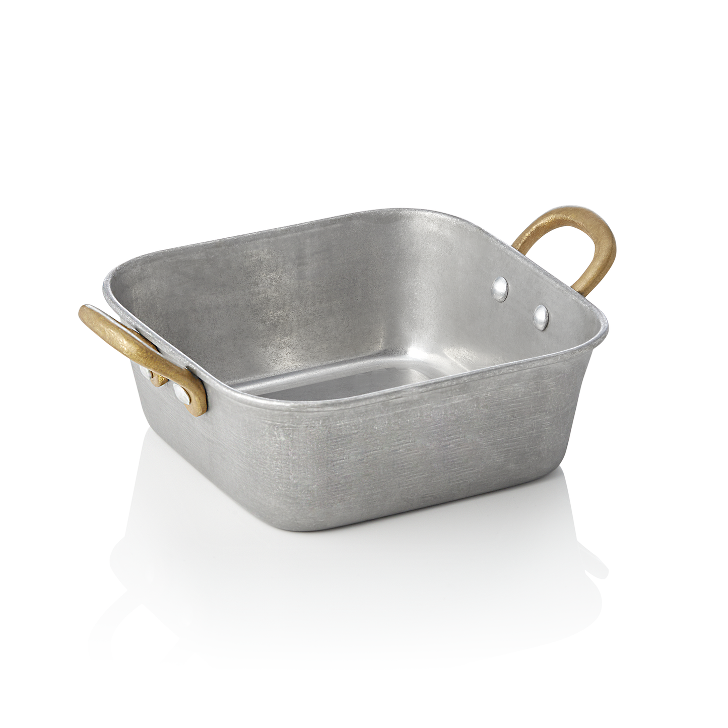 Servierpfanne STEEL & STYLE VINTAGE mit 2 Messinggriffen, 14 x 14 x 5 cm, 570 ml, Chromnickelstahl 