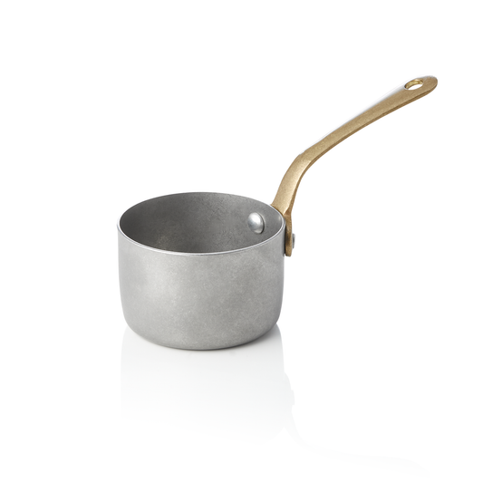 Serviertopf STEEL & STYLE mit Messinggriff, 140 ml, Ø 7 cm, vintage, Messing, PVD, Chromnickelstahl 