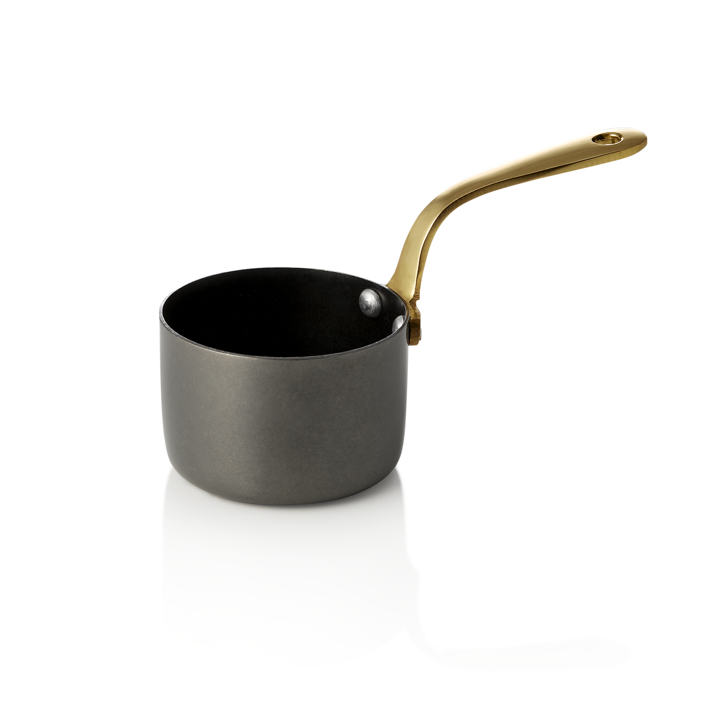 Serviertopf STEEL & STYLE mit Messinggriff, 140 ml, Ø 7 cm, schwarz, Messing, PVD, Chromnickelstahl 
