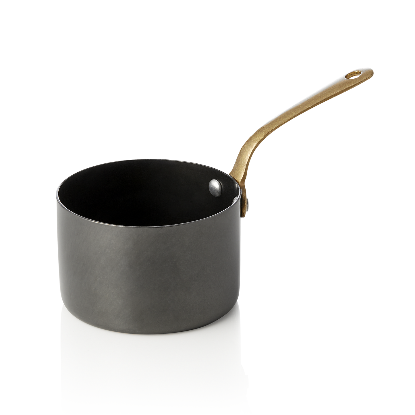 Serviertopf STEEL & STYLE mit Messinggriff, 280 ml, Ø 9 cm, schwarz, Messing, PVD, Chromnickelstahl 