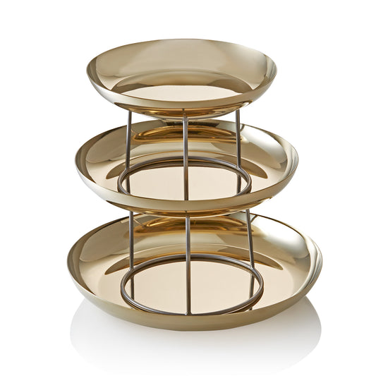 Gourmet Tower Gold STEEL & STYLE, 3-stufig, Höhe 32 cm, Chromnickelstahl 