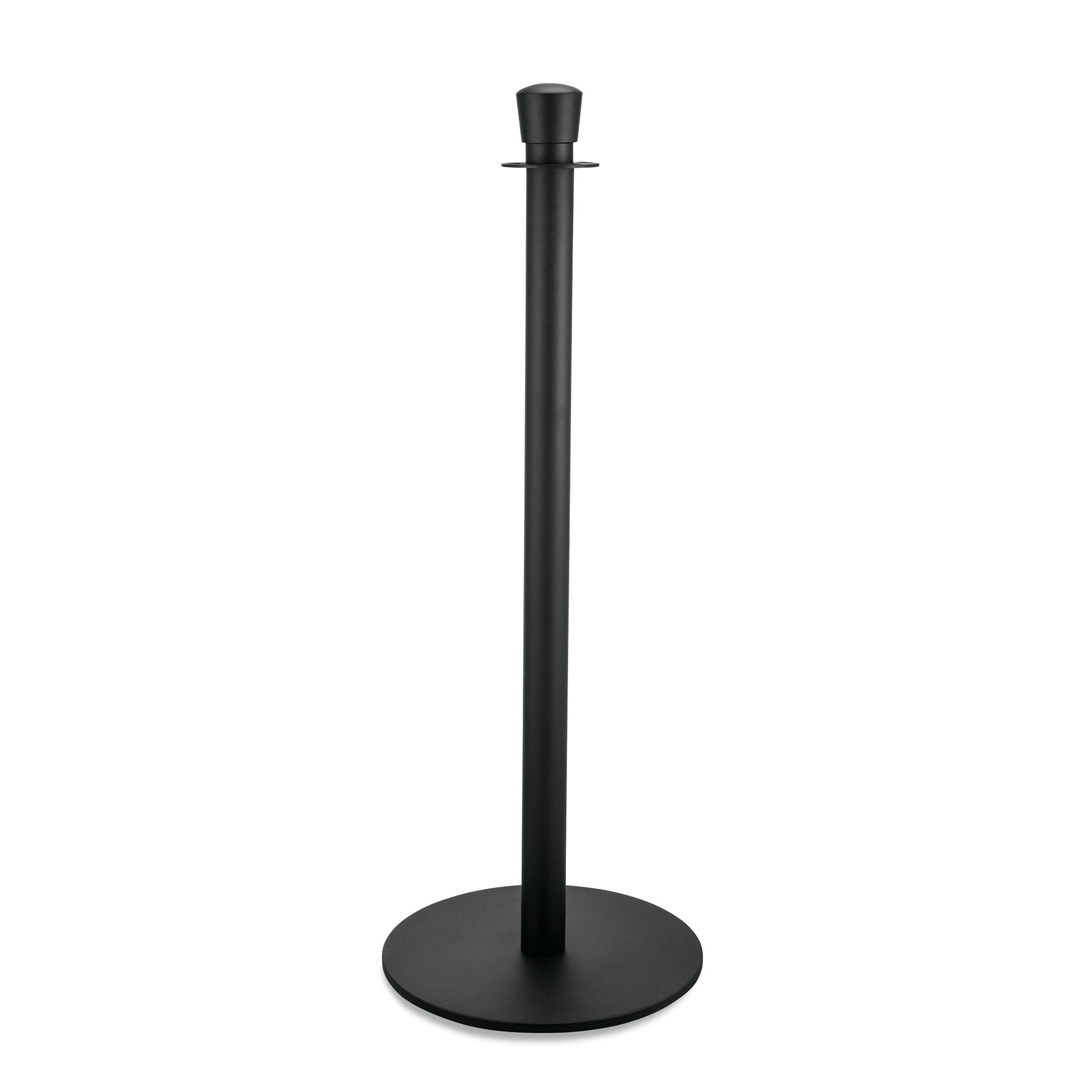 Abgrenzungspfosten Zylinder Set Classic, mit flachem Fuß, schwarz pulverbeschichtet, Set á 2 Stück,  Edelstahl