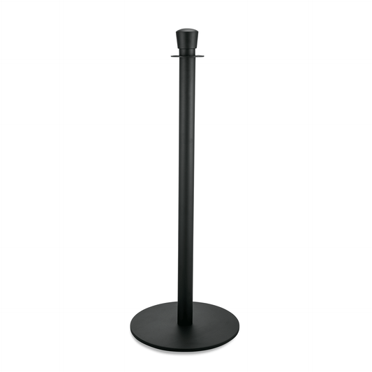 Abgrenzungspfosten Zylinder Set Classic, mit flachem Fuß, schwarz pulverbeschichtet, Set á 2 Stück,  Edelstahl