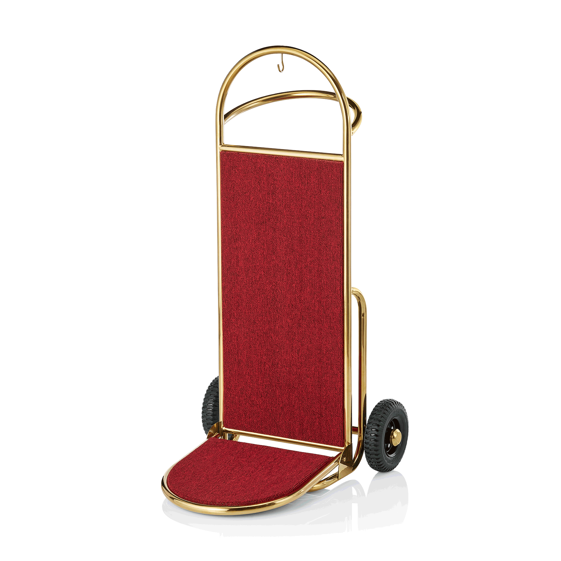 Gepäckkarre Sprint, 61 x 70 x 120 cm, goldfarben, roter Teppich, Edelstahl 