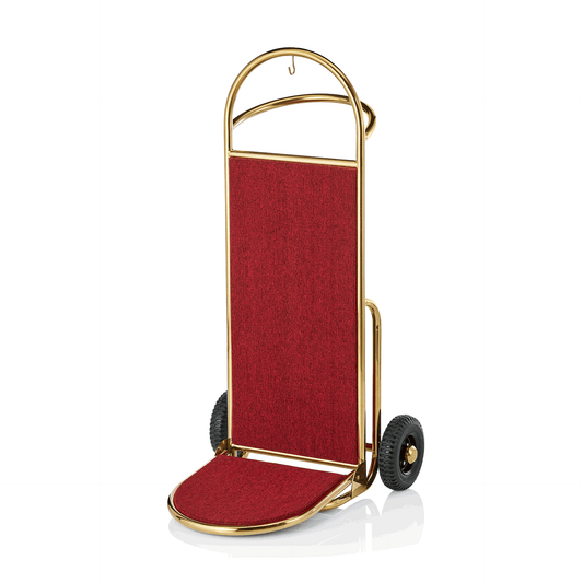 Gepäckkarre Sprint, 61 x 70 x 120 cm, goldfarben, roter Teppich, Edelstahl 