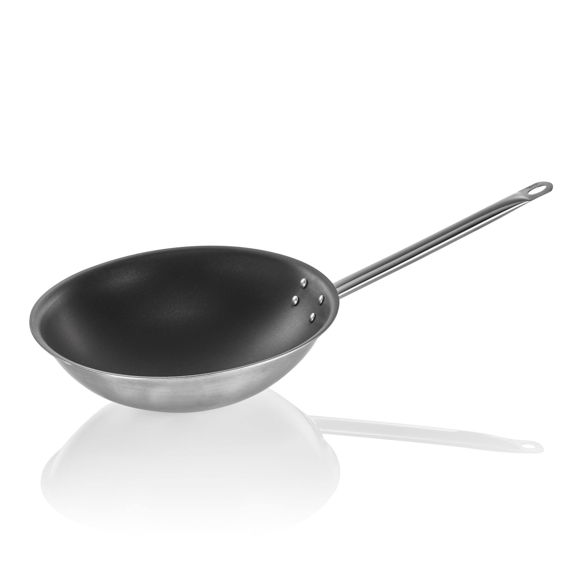 Wok mit Antihaftbeschichtung und rundem Boden, Ø 38 cm, Chromnickelstahl 18/10 