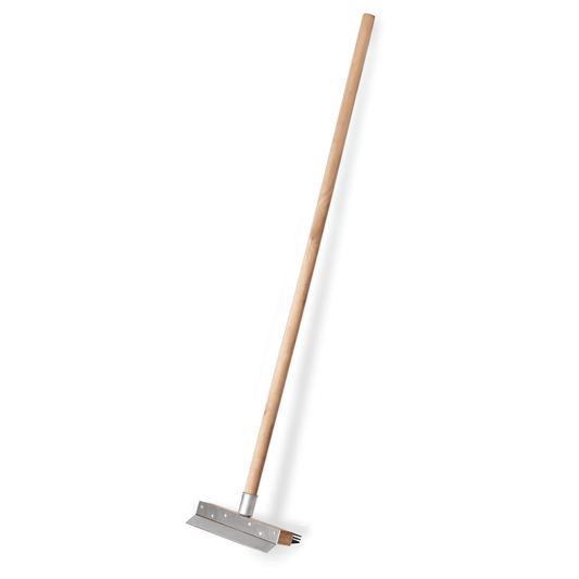 Reinigungsbürste mit Schaber, 156 cm, mit Stahlborsten 4 cm, Holz, Stahl 