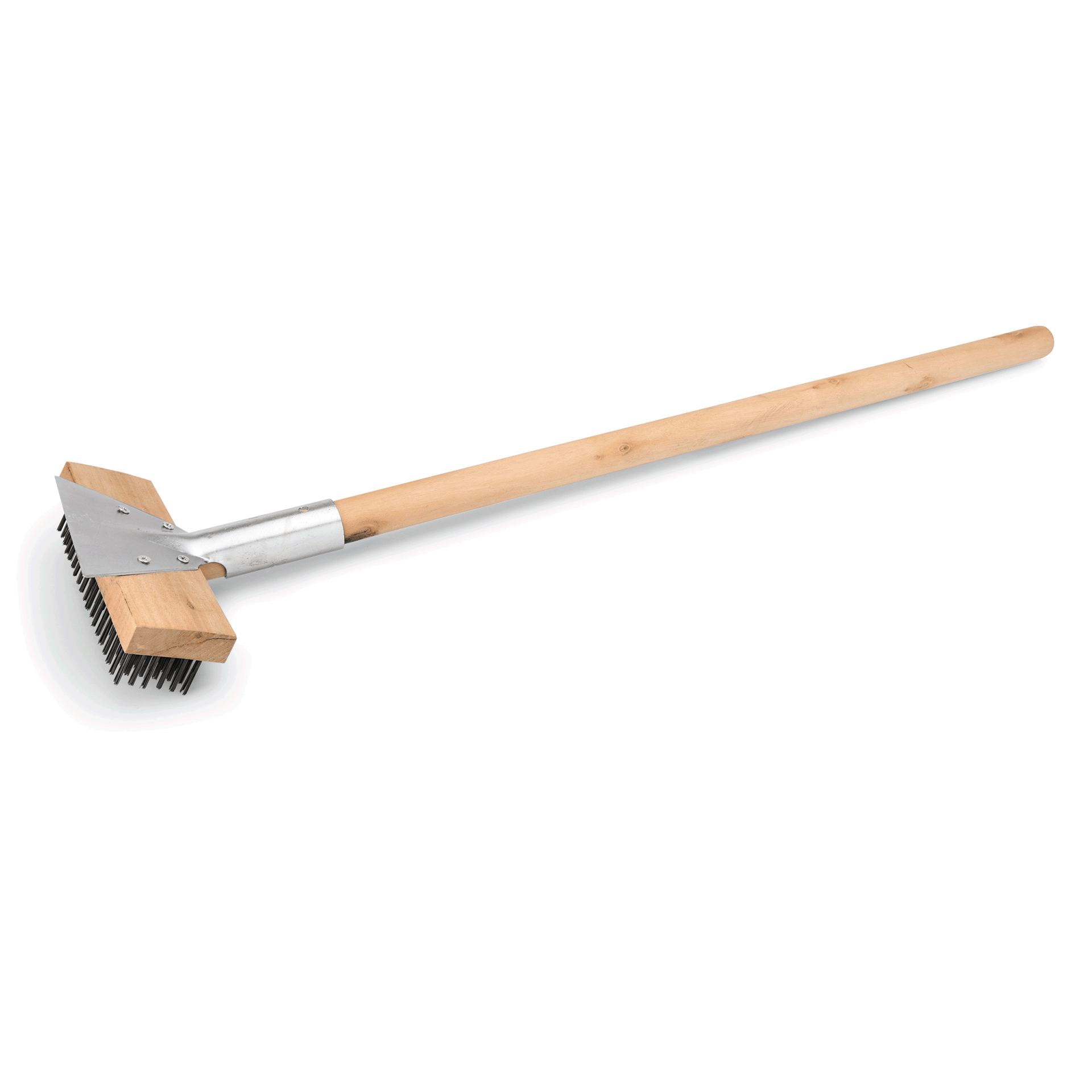Reinigungsbürste mit Schaber, 75 cm, mit Stahlborsten 2,5 cm, Holz, Stahl 