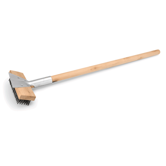 Reinigungsbürste mit Schaber, 75 cm, mit Stahlborsten 2,5 cm, Holz, Stahl 