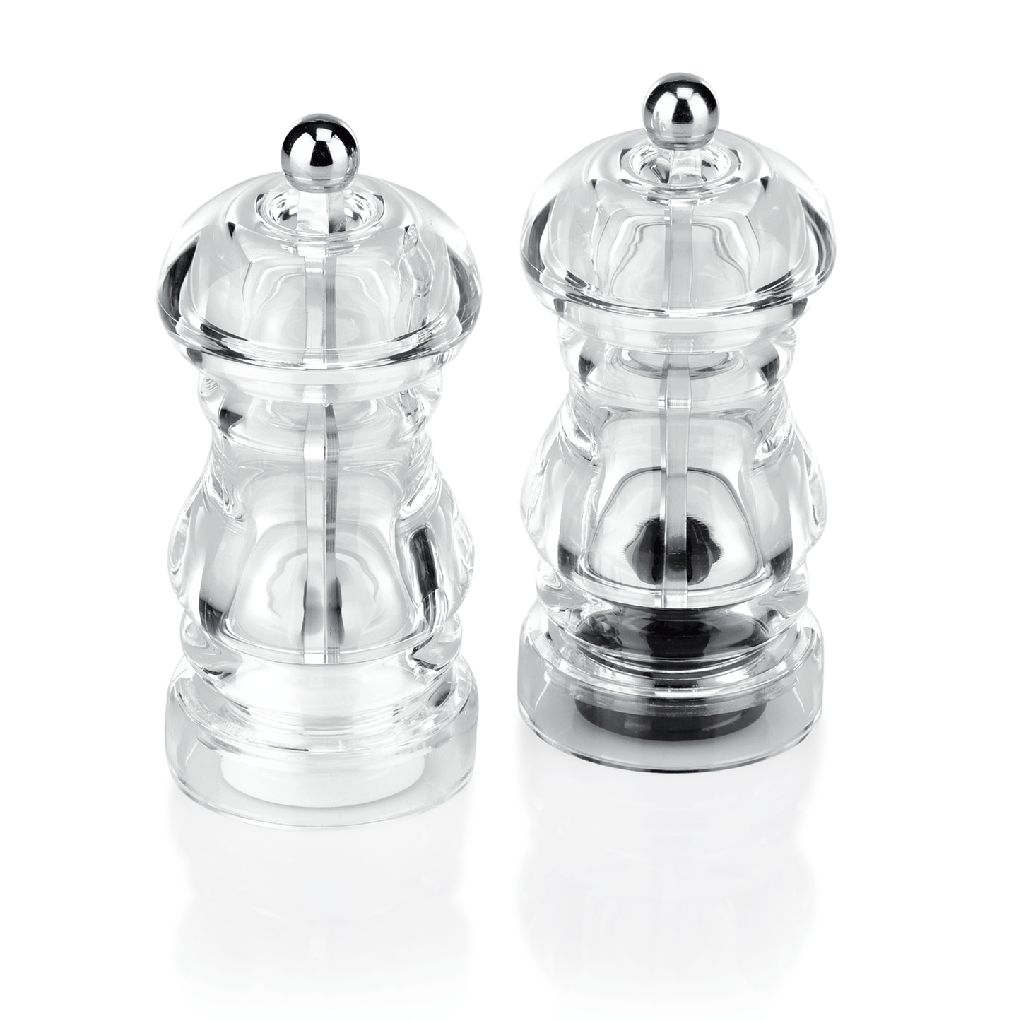 Salz-/Pfeffermühlen Set, Ø 5,5 cm, Höhe 13 cm, Edelstahl, Keramik, Acryl 
